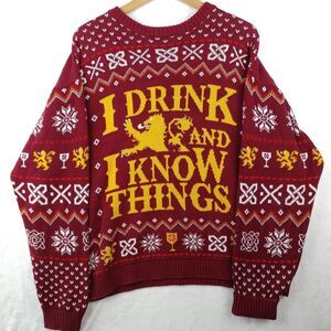 Game of Throne Sweater Men XXL Ugly Christmas Party Fair Isle I Drink Know Thing